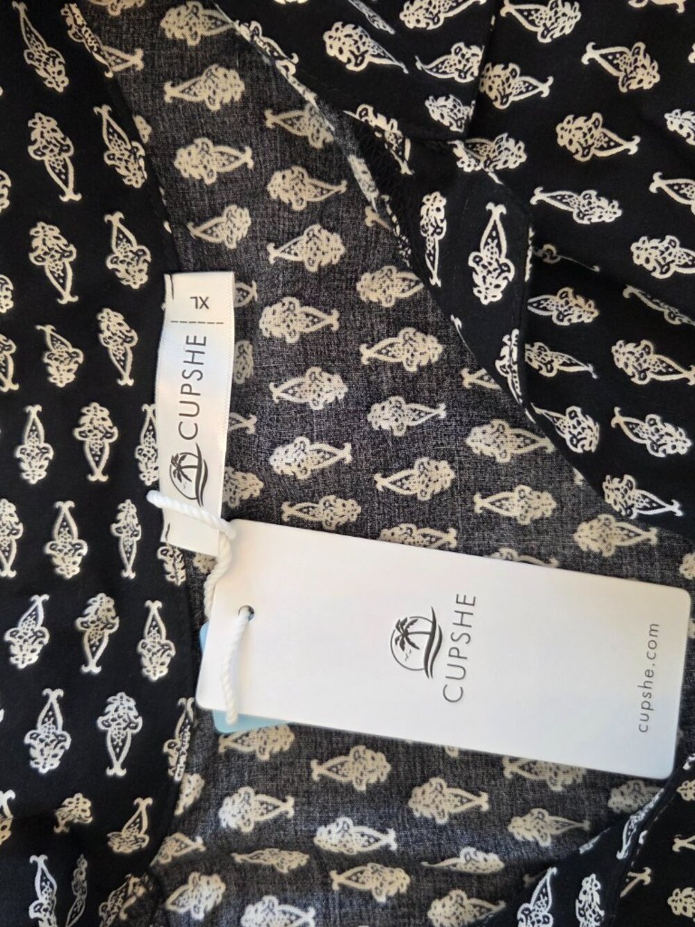 Cupshe NWT shirt dress beach cover up black and white short sleeve size xl - Picture 6 of 8
